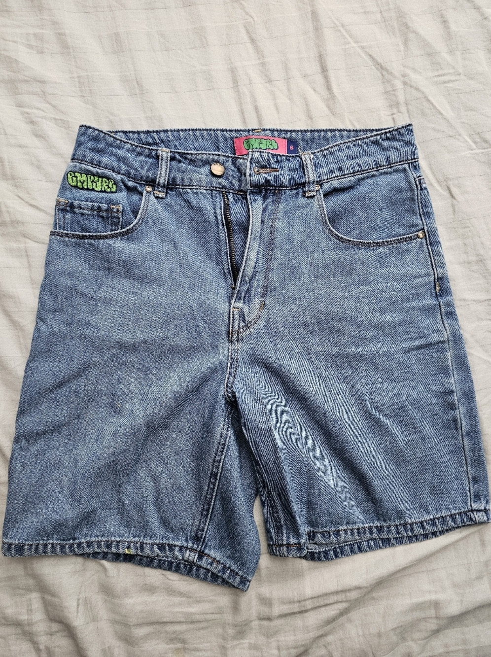 Empyre Sydney Shindig Light Blue Wash Loose Fit Denim Shorts Size 8